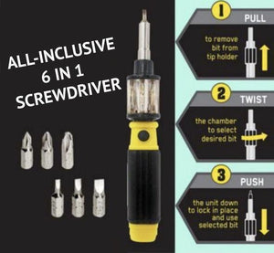 6-in-1 Screwdriver Set Replaceable Screw Bits