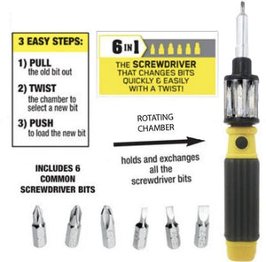 6-in-1 Screwdriver Set Replaceable Screw Bits