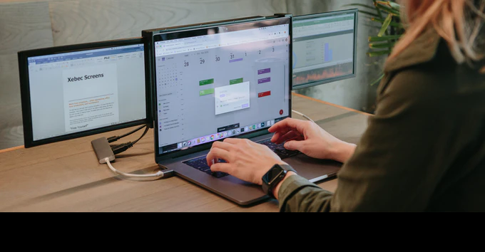 The Collapsable Triple Screen Laptop Workstation - Add two additional screens to ANY laptop. Make your laptop a Tri-Screen.