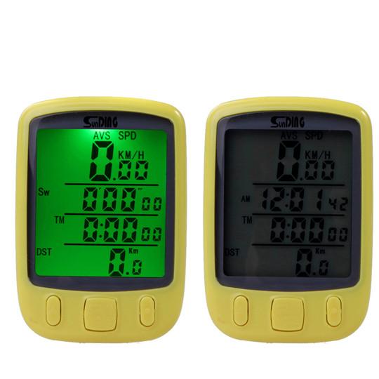 Waterproof Computer Cycling Odometer with LCD Green Backlight