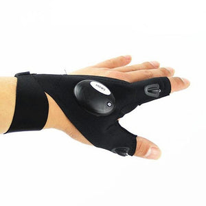 Magic Strap Fingerless Glove With LED Flashlight Torch