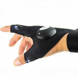 Magic Strap Fingerless Glove With LED Flashlight Torch