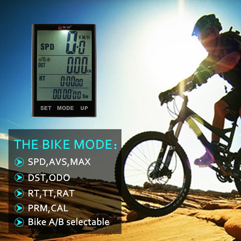 Water Resistant Bicycle Wireless Speedometer with LCD Backlight