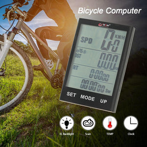 Water Resistant Bicycle Wireless Speedometer with LCD Backlight